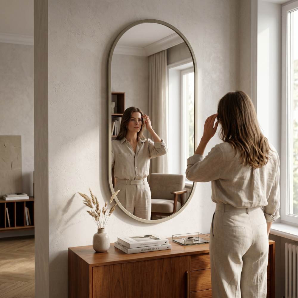 Зеркало Капсула в МДФ раме RAL 1035 — фото 3